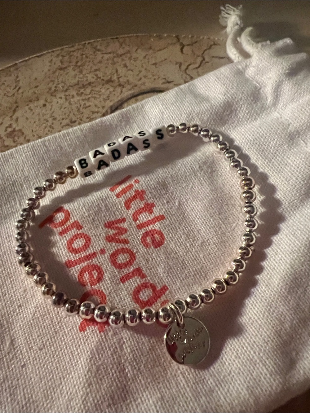 Little word project Silver Beaded Bracelet with 'BADASS' Letter Beads